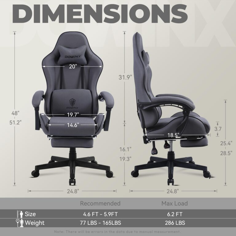 Dowinx Gaming Chair Fabric with Pocket Spring Cushion, Massage Game Chair Cloth with Headrest, Ergonomic Computer Chair with Footrest 290LBS, Grey - Image 2