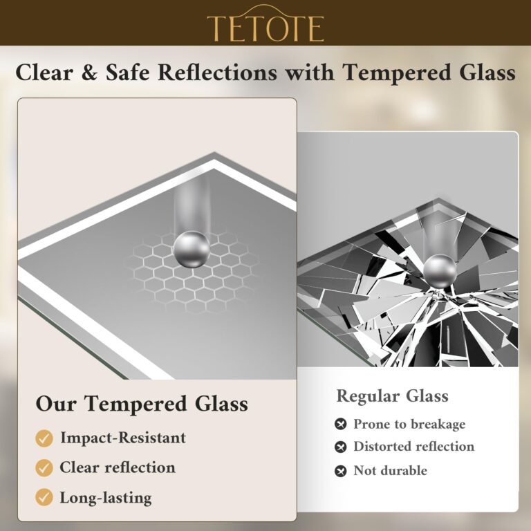 TETOTE 40 x 24 LED Bathroom Mirror LED Mirror Vanity Makeup Mirror Dimmable Anti-Fog Bathroom Lighted Mirror Wall Mounted Bathroom Decor Waterproof, Tempered Glass - Image 9