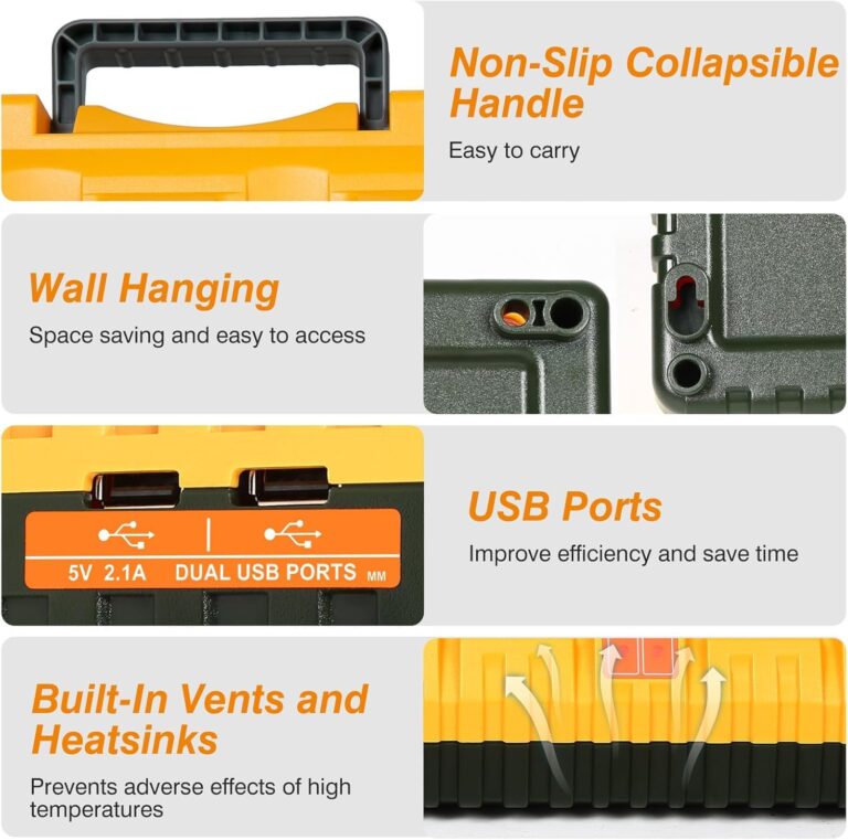 Mrupoo Replacement for Dewalt 20V Battery 6000mAh with DCB104 Replacement for Dewalt Battery Charger Station Compatible with Dewalt 20V 12V Battery Charger (4Pack) - Image 6