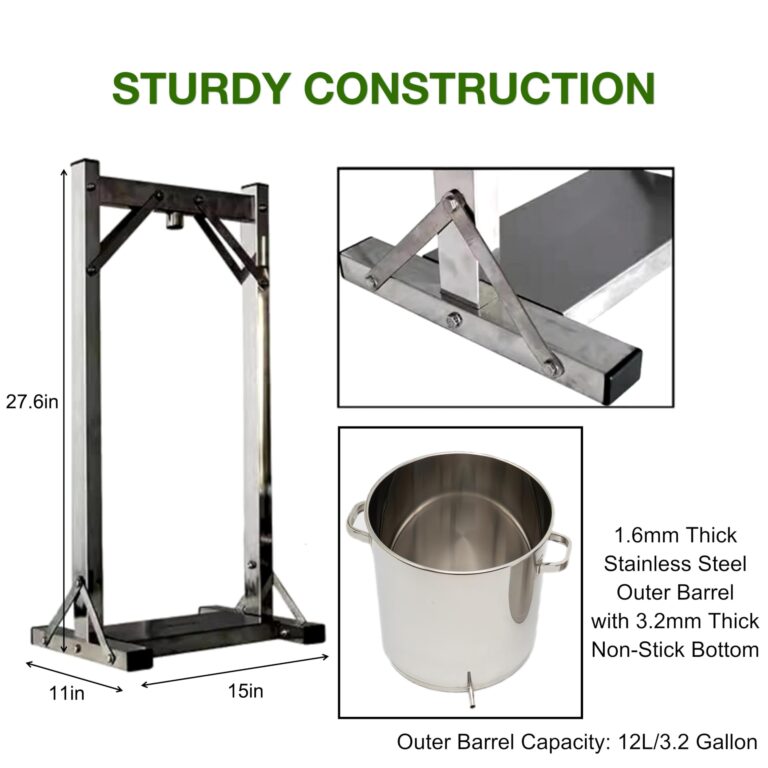 3.2 Gallon 12L Fruit Wine Press, Manual Juicer Press, Hand Press Squeezer for Juice Wine Cheese Cider Olive Oil, Wine Juice Making Supplies 304 Stainless Steel Inner Barrel Non-Stick - Image 5
