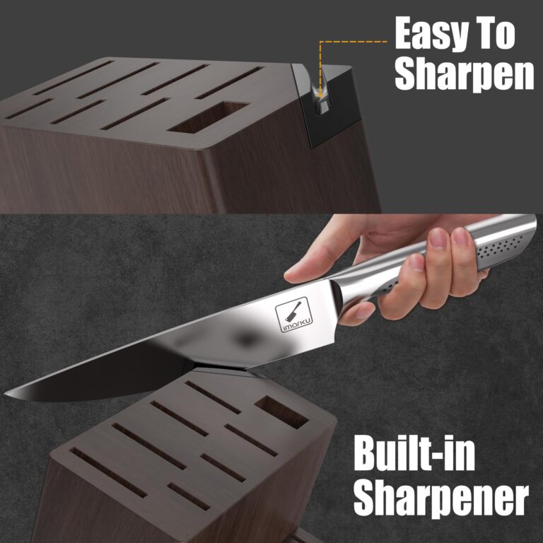imarku Knife Set, 15-Pieces HC Stainless Steel Kitchen Knife Set With Built in Knife Sharpener, Razor-Sharp Blade Knife Block Set With Non-Slip Handle, Dishwasher Safe, Birthday Day Gifts - Image 8