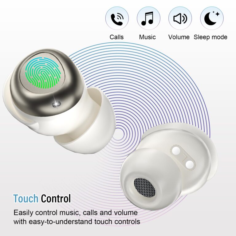 DUSONLAP Sleep Earbuds Bluetooth 5.4 in Ear Light-Weight Headphones, Mini Sleep Headphones Small Design for Side Sleepers, 47H Playtime with Charging Case, Clear Calls Earphones, Warm White - Image 6
