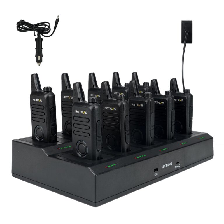 Retevis RT22S Walkie Talkies for Adults,Portable FRS Two-Way Radios(10 Pack) with 10 Way Multi Gang Charger, Handheld 2 Way Radio Rechargeable,Charging Progress Visible for Business Warehouse School