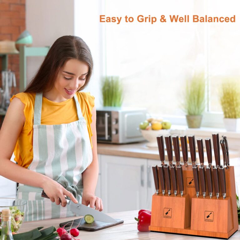 imarku Knife Set, 20-Pieces Premium Kitchen Knife Set, Japanese High Carbon Steel Knife Set with Block and 2 Pull-away Steak Knife Block Set, Best Gifts - Image 4