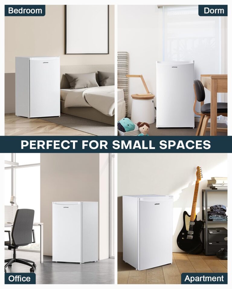 Upstreman 3.2 Cu.Ft Mini Fridge with Freezer, Single Door Mini Fridge, Dorm Fridge, Adjustable Thermostat, Mini Refrigerator for Dorm, Office, Bedroom, White-BR321 - Image 4