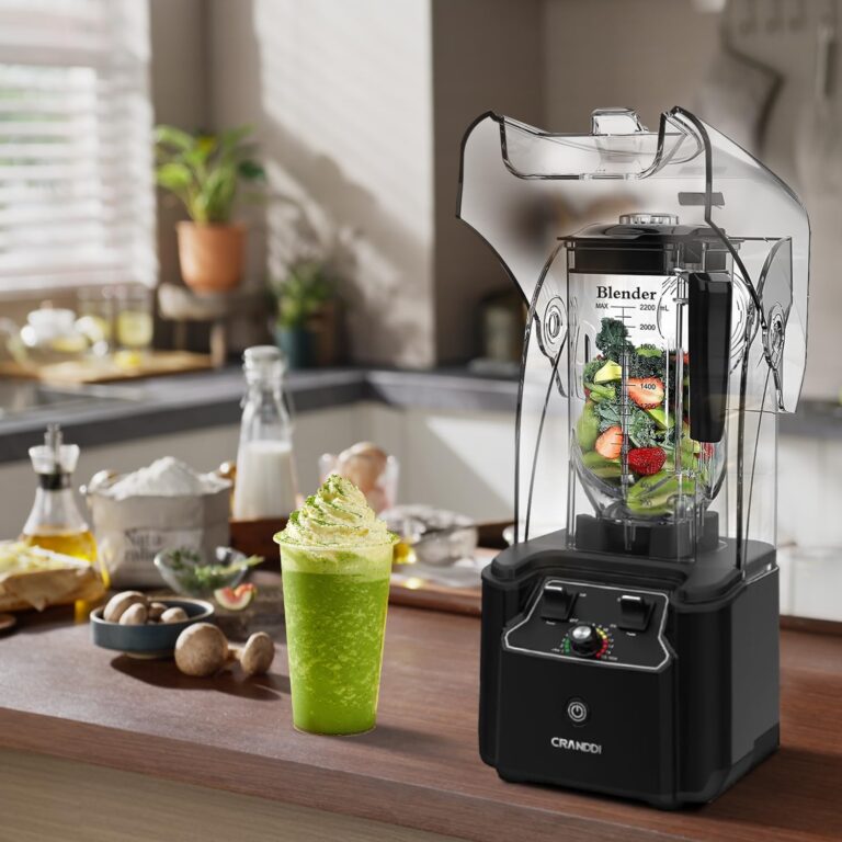CRANDDI Quiet Commercial Blender with Soundproof Shield, 2200 Watt Professional Blenders for Kitchen with 80oz Jar and Self-Cleaning, High-Speed Blenders K90 Black - Image 3