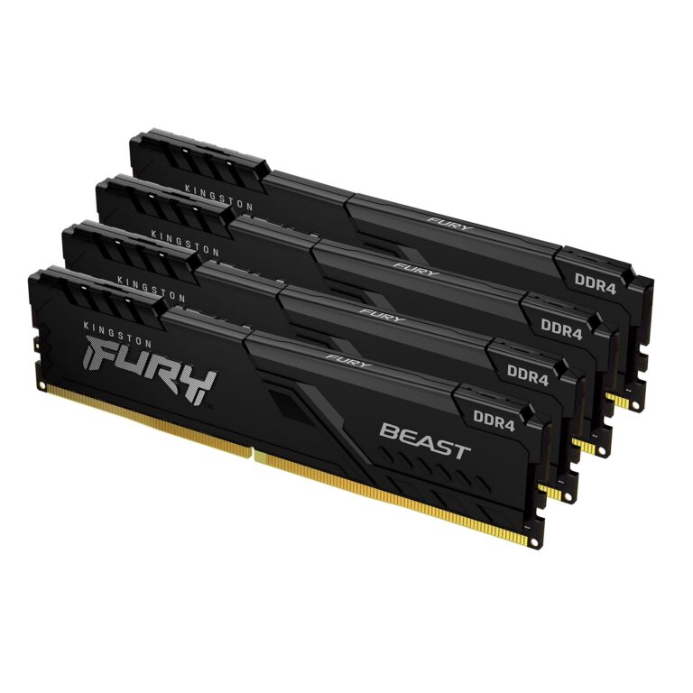 Kingston FURY Beast 64GB (4x16GB) 3200MHz DDR4 CL16 Desktop Memory Kit of 4 KF432C16BBK4/64,Black