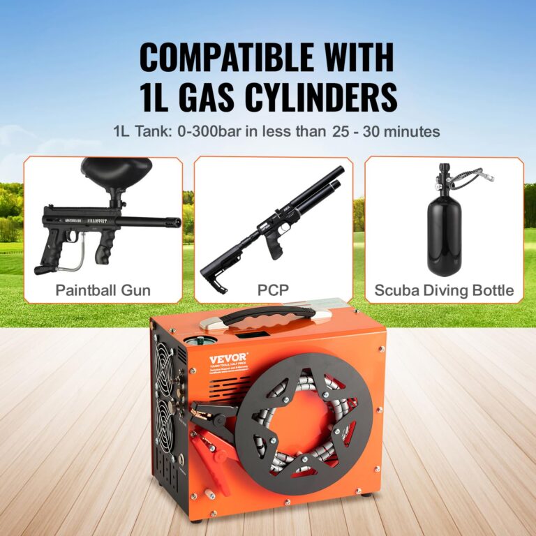 VEVOR PCP Air Compressor, 4500PSI/30Mpa Portable PCP Airgun Compressor with Built-in Power Converter, Auto-Stop | DC12V/AC120V | Oil & Water-Free Air Rifle, Paintball and Scuba Tank Compressor Pump - Image 5