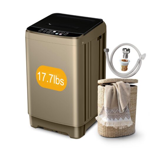 Gshop XQB201A-GOLD6 17.7lbs Full-Automatic Household, Portable Washer Apartment 10 Programs, Small Washing Machine for Dorm, Home, RV, Gold