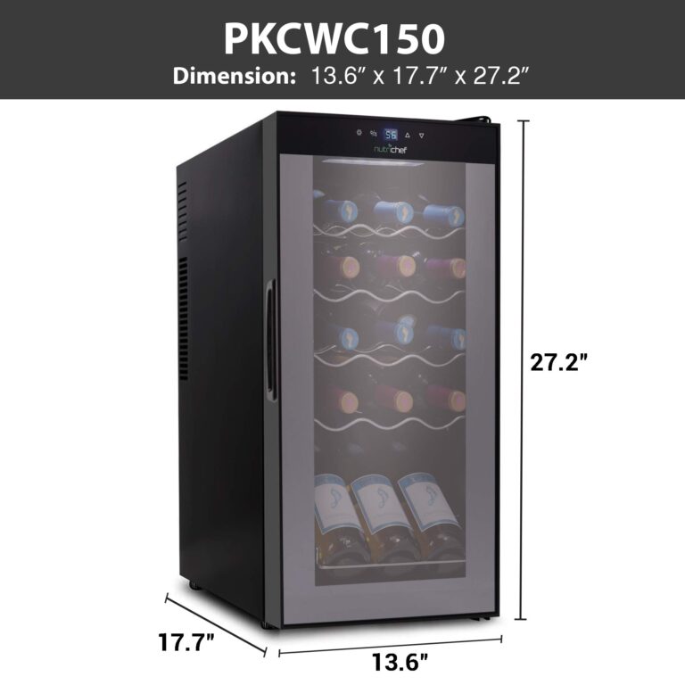 NutriChef Compressor Refrigerator White & Red Chiller Countertop Cooler-Freestanding Compact Mini Wine 15 Bottle Capacity, Digital, Glass Door, Black, Quiet Operation Fridge Touch Temperature Control - Image 3