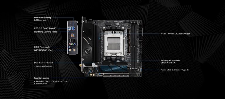 ASRock B650I Lightning WiFi 6E AMD Socket AM5 Ryzen 9000/8000/7000 Series B650 DDR5 7200+ (OC) MHz 128GB SATA3 6.0 Gb/s Mini ITX Motherboard M.2 2.5G LAN - Image 10