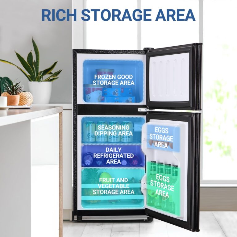 Zyerch FLS-90-BLACK Apartment Size 4.0 Cu. Ft. Mini Dorm Fridge Adjustable Thermostat & Shelves Small Refrigerator with Freezer for College, Office, Kitchen, Black, 3.6 Cu.Ft - Image 8