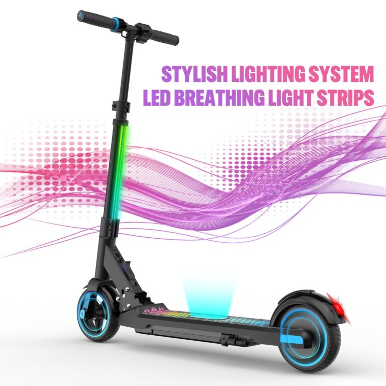 EVERCROSS EV06C Foldable Electric Scooter for Kids Ages 6-12, Up to 9.3 MPH & 5 Miles, LED Display, Colorful LED Lights, Lightweight (Black Pink) - Image 2