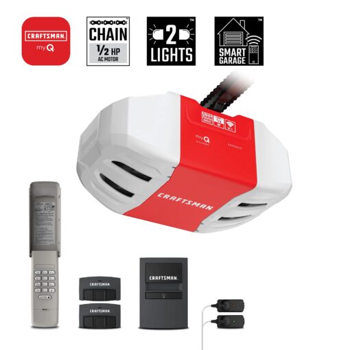 CRAFTSMAN 1/2 HP Smart Garage Door Opener - myQ Smartphone Controlled - Chain Drive, Wireless Keypad Included, Model CMXEOCG472, Red - Image 6