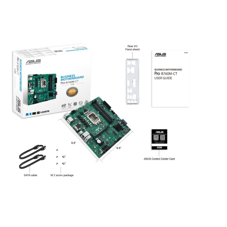 ASUS Pro B760M-CT-CSM Intel LGA1700(13th&12th Gen)mATX commercial motherboard,DDR5,PCIe 4.0,2xM.2 PCIe 4.0 slots,front USB 3.2 Gen 1 Type-C,D-Sub,TPM IC onboard,Q-LED Core,Mono-out header,SMBUS header - Image 2