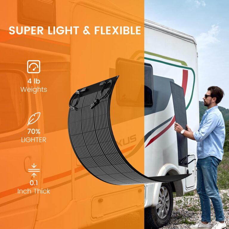 NURZVIY 100 Watt Flexible Solar Panel 12V Monocrystalline 100W 12 Volt Semi-Flex ETFE Solar Panel Charger Off-Grid for Marine RV Trailer Boat Cabin Van Car Uneven Surfaces - Image 7