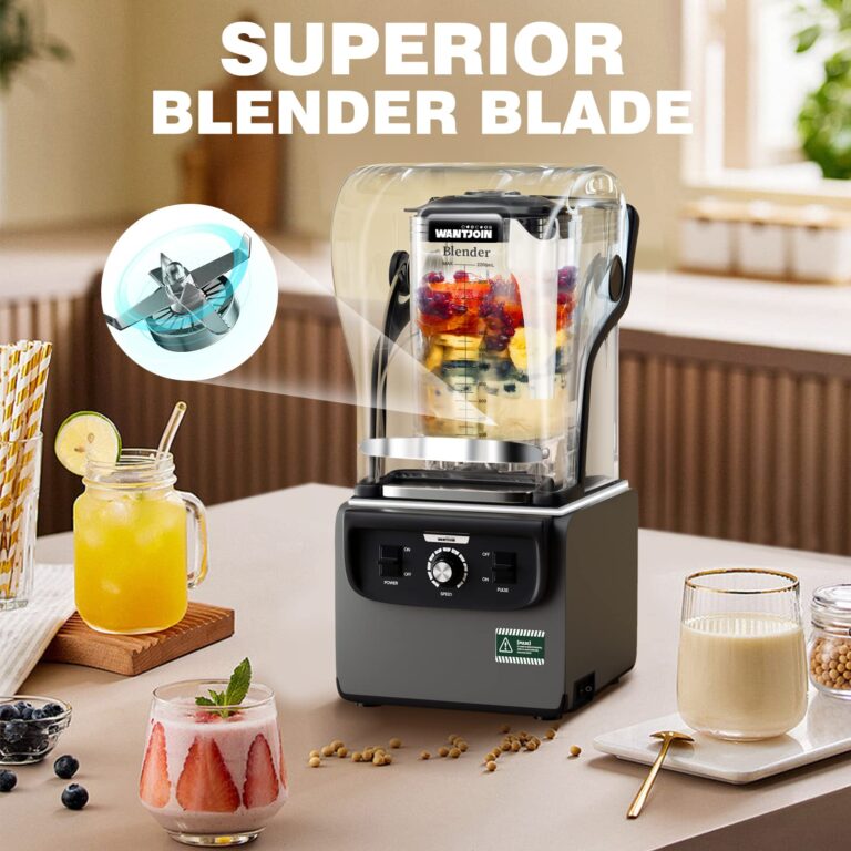 Wantjoin Professional Blender, Commercial Quiet blender Soundproof Blender 2200ml with Cover for Crushing Ice,Smoothie,Puree,Blender for Kitchen 1800W (Grey) - Image 4