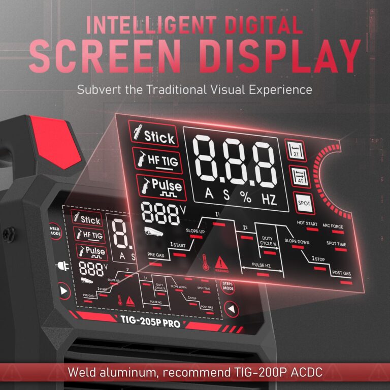 YESWELDER TIG Welder With Pulse 205Amp Large LED Display, STICK/DC TIG/PULSE TIG 3 In 1, 110&220V Dual Voltage TIG Welding Machine TIG-205P - Image 9