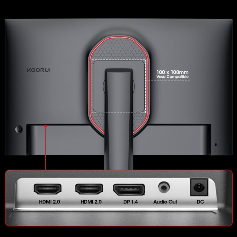 KOORUI Gaming Monitor, QHD 24" Nano IPS Display, 1440P 165Hz Computer Monitor, 1ms 2K PC Screen, 100% sRGB, Adaptive Sync, Height/Tilt/Pivot Adjustment, HDMI, DisplayPort, GP01 - Image 2