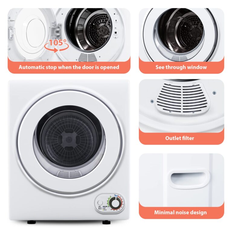 Euhomy 110V Portable Clothes Dryer 850W Compact Laundry Dryers 1.5 cu.ft Front Load Stainless Steel Electric Dryers Machine with Stainless Steel Tub for Apartment,RVs,Dorms,White Easy Control - Image 4