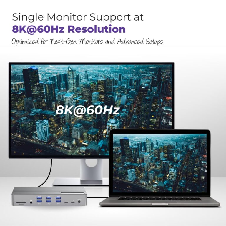 Thunderbolt 4 Dock with Displaylink Chipset - MacBook Docking Station Dual/Triple/Quad/Penta Monitor - 21 Ports 40Gbps, 150W Charging, 8K/4K Displays - Compatible with Window 10/11 Mac OS 10.2 & Above - Image 6