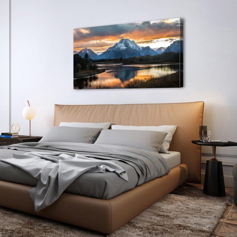 Mountain Wall Art for Living Room Sunset Nature Wall Decor National Park Poster Grand Teton Landscape Canvas Prints Picture Wyoming Painting Artwork for Bedroom Living Room Home Decoration 30x60” - Image 6