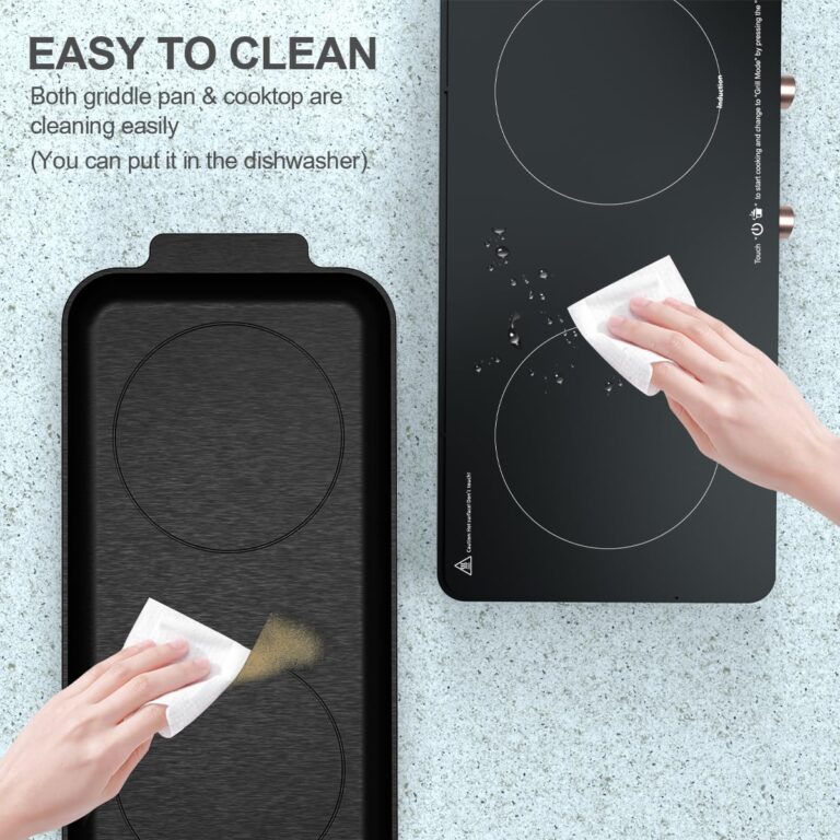 Induction Cooktop 2 Burner with Removable Cast Iron Griddle Pan Non-Stic,Portable Double Induction Cooktop with Timer&Digital Temperature Control,Black - Image 4