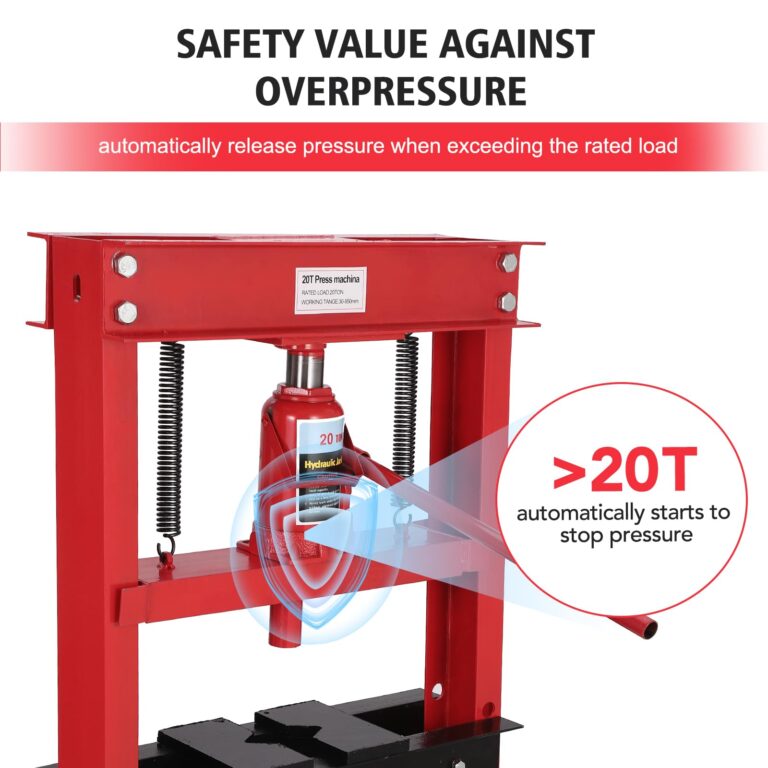 GarveeTech 20 Ton Hydraulic Press, Benchtop Hydraulic Shop Press, H-Frame Garage Floor Press with Press Plates, Adjustable Working Table Height, Red - Image 5