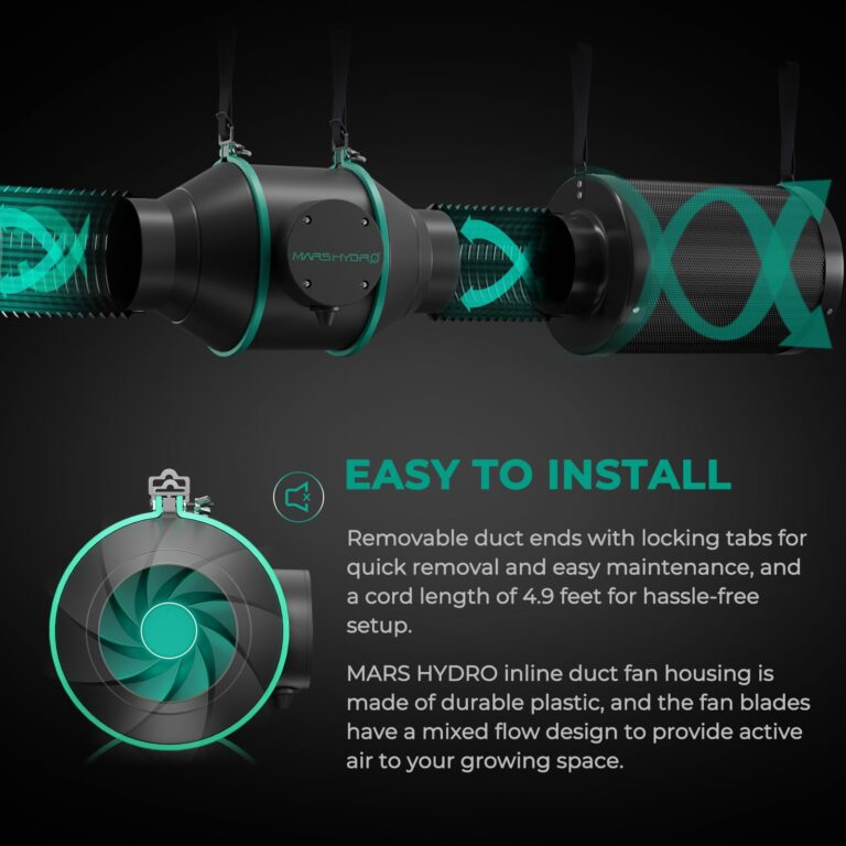 MARS HYDRO 3x3 Grow Tent Kit Complete System,150W TS1000 LED Dimmable Grow Light, 32"x32"x63" 1680D High Reflective Mylar Grow System with 4inch Adjustable Speed Ventilation System,10 Speed Clip Fan - Image 3