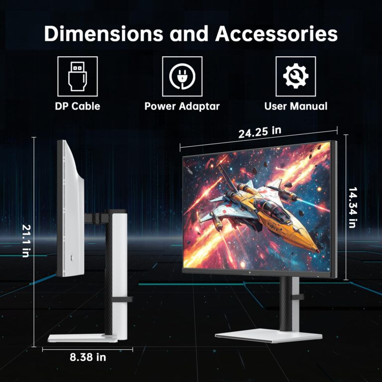 KTC 27 Inch White Gaming Monitor 300Hz/320Hz, QHD 1440P Fast IPS Computer Monitor with Adaptive FreeSync, HDR400, Height/Pivot/Swivel/Tilt Adjustable, DP&HDMI, H27E6 - Image 2