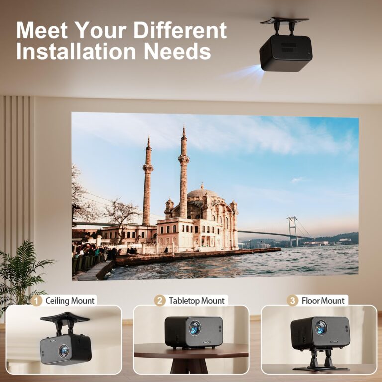 [Netflix Officially & Auto Focus] Mini Projector with WiFi and Bluetooth, XuanPad 4K 1080P Support Portable Projector, 210° Rotatable Stand, Auto Keystone, Dust Removal and Heat Dissipation Design - Image 5