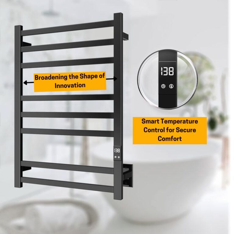 PeakTrivol 8-Bar Towel Warmer with Fast Heating, Auto Shut-Off Timer, Matte Black Finish - Hardwired or Plug-in Options - Ideal for Hot Towels in Bathroom - Image 8
