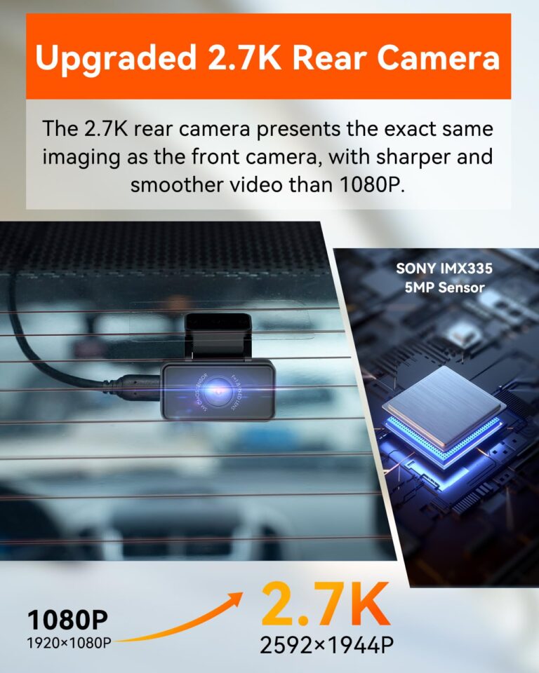 Vantrue E2 Dash Cam Front and Rear, 2.7K Upgrade Rear Cam, Dual STARVIS, 2.7K + 2.7K Dash Camera for Cars, Voice Control, WiFi, GPS, Night Vision, 24H Parking Mode, G-Sensor, 2.45" IPS, Support 512GB - Image 8
