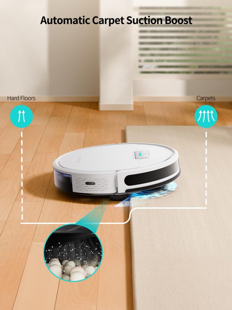HONITURE Robot Vacuum and Mop Combo, 4000pa Strong Suction, G20 Robot Vacuum Cleaner with Self-Charging, 150Mins Max, App&Remote&Voice Control, Super-Slim, Ideal for Pet Hair - Image 4