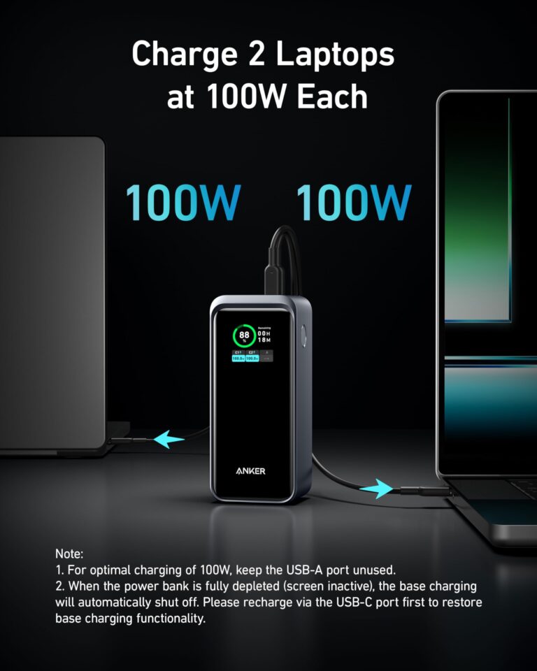 Anker Prime Power Bank 200W, 20,000mAh Portable Charger 3-Port with 100W Charging Base, Smart Digital Display, Compatible with iPhone 16/15/15 Plus/15 Pro/15 Pro Max/14 Series, MacBook, Samsung, Dell - Image 4