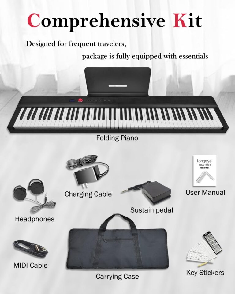 Longeye Foldable Piano Keyboard 88 Key Folding Piano Portable Electric Keyboard Semi Weighted Digital Piano for Beginners with Headphone, Sustain Pedal, Music Rest, Carry Case (Enhanced Sound) - Image 5