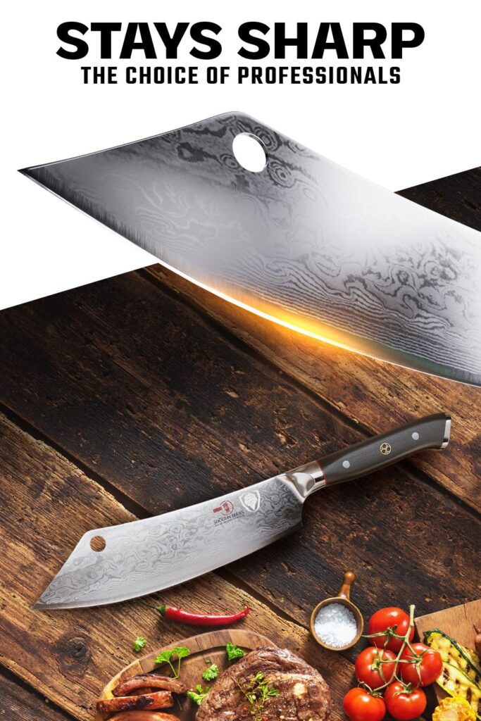 Dalstrong Hybrid Cleaver & Chef Knife - 12 inch Extra-Long Blade - Shogun Series ELITE - The 'Crixus' - Japanese AUS-10V Super Steel Kitchen Knife - Black Handle - Razor Sharp Knife - w/Sheath - Image 7