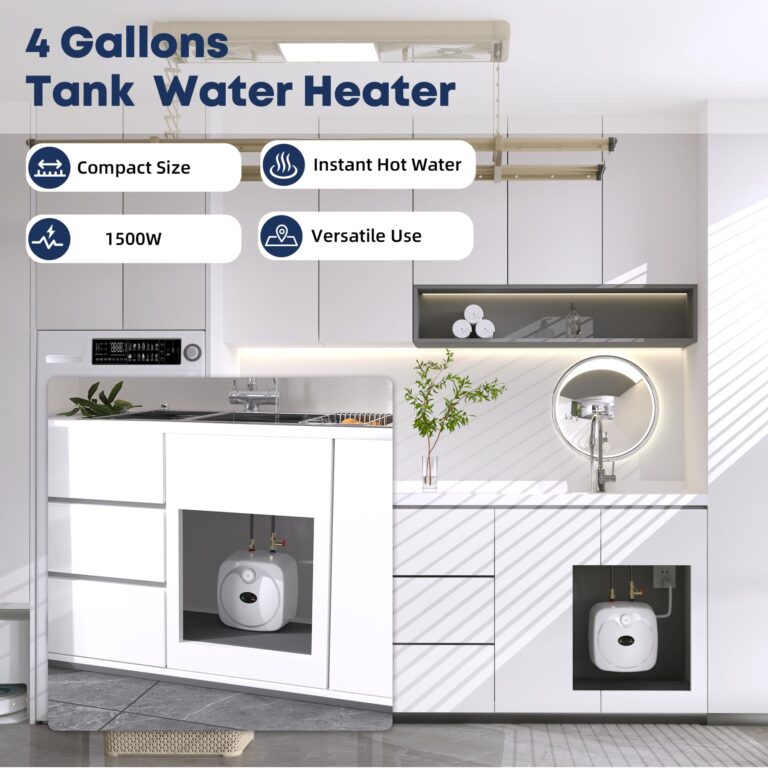 YALICE Electric Tank Water Heater, 4 Gallons Under Sink Instant Hot Water Heaters, 1500W, 110-120V, Electric Mini Tank Water Heater Compact Design for RV, Kitchen, Food Truck, Wall or Floor Mounted - Image 7