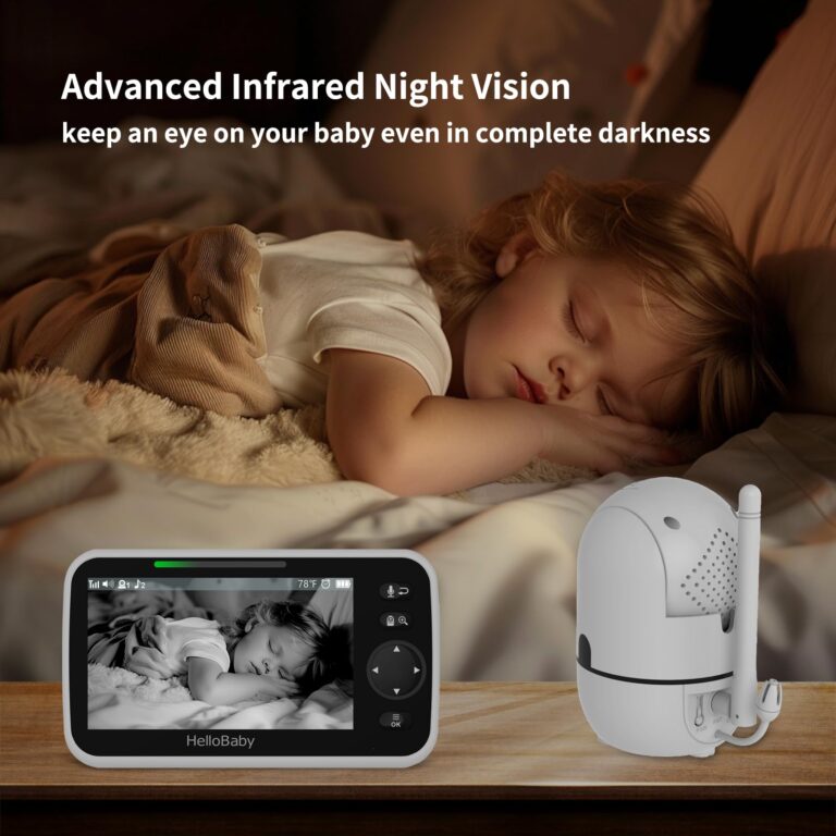 HelloBaby HB6550 5" Baby Monitor 3 Cameras, 26-Hour Battery, Pan-Tilt-Zoom,1000ft Range Video Audio Baby Monitor No WiFi, ECO, Night Vision, 2-Way Talk, 8 Lullabies and Temperature, Ideal Gifts - Image 2