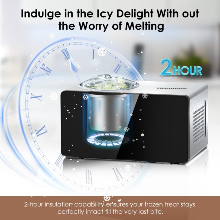 Homtone Ice Cream Maker Fully Automatic with Compressor, 4 Modes, Adjustable softness, Adjusted Speed 1.6 Quart Ice Cream + Yogurt Maker, LCD Touch Screen Homemade Soft & Hard Ice Cream Machine - Image 7