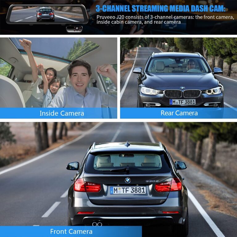 PRUVEEO 2K Mirror Dash Cam 3 Channel,Rear View Mirror Camera,Dash cam Front and Rear Inside,12'' Full Touch Screen, IR Night Vision,GPS,Parking Assistance,Free 64GB Card - Image 8