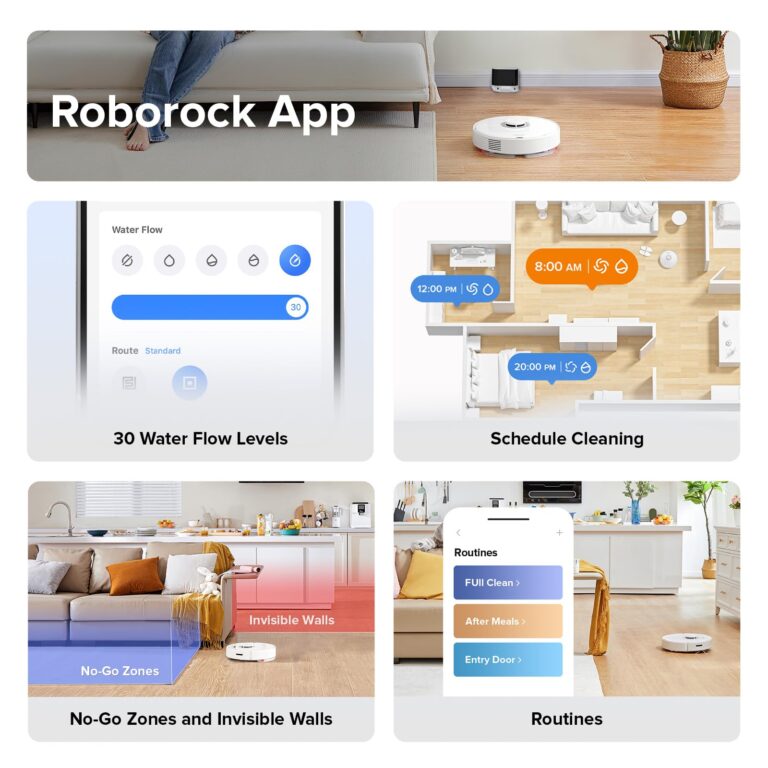 roborock Q7 Max Robot Vacuum and Mop Combo, 30-Level Water Flow Control, 4200Pa Suction, PreciSense LiDAR Navigation, No-Go Zone, No-Mop Zone, App & Voice Control, Ideal for Pet Hair - Image 3