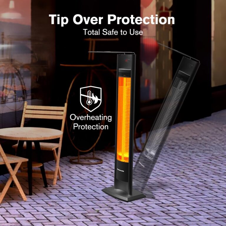ThermoMate Outdoor Indoor Electric Patio Heater, 1500W 38.5" Portable Tower Infrared Heaer, IP55 Rated Space Radiant Heater with Remote, Timer, Tip-over Protection for Backyard, Restaurant & Garage - Image 4