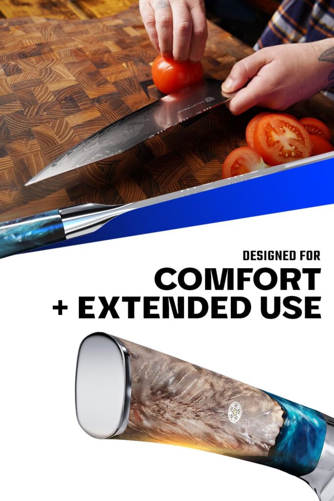Dalstrong Chef Knife - 9.5 inch - Valhalla Series - 9CR18MOV HC Steel Kitchen Knife - White Resin & Wood Handle - Razor Sharp Chef's Knife - Kitchen Knife - Professional Cooking - w/Leather Sheath - Image 6