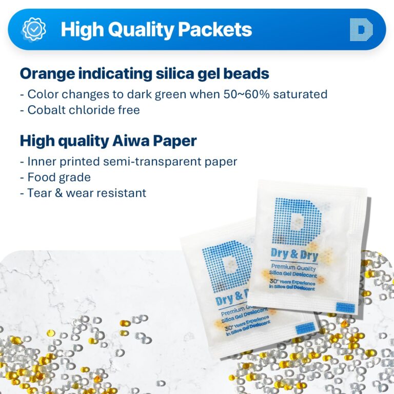 Dry & Dry 3 Gram [6000 Packets] Orange Mixed Premium Pure Silica Gel Packets Desiccant Dehumidifier - Food Safe Rechargeable Silica Gel Packs Desiccant Packs - Image 8