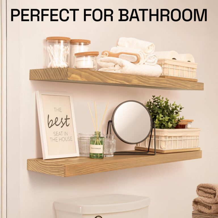BAOBAB WORKSHOP Wood Floating Shelves for Bathroom - Long Floating Shelves for Wall for Bedroom Kitchen Living Room - Oak Shelves for Wall - 36 x 6.7 Inch, Set of 2 - Image 4