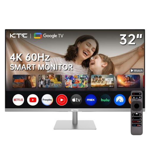 KTC 32 Inch 4K Smart Monitor with Google TV System 3840 * 2160P Netflix Licensed Type C 65W PD Speakers 5W*2 Dolby Audio Hey Google Voice Remote HDR WiFi Bluetooth VESA Tiltable 32 in Smart TV