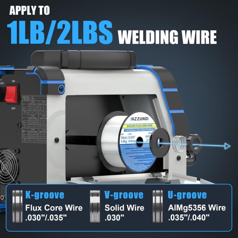 AZZUNO Aluminum MIG Welder 155Amp, Dual Vlotage 110V/220V 5-in-1 Welder Machine Gasless MIG/Gas MAG/Aluminum MIG/Stick/Lift TIG Welding, Multiprocess Welding Machine - Image 3