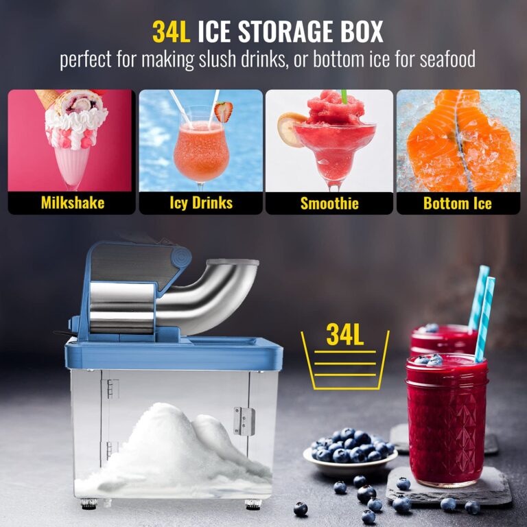 VEVOR 110V Commercial Ice Crusher 661LBS/H, ETL Approved 300W Electric Snow Cone Machine with Dual Blades, Stainless Steel Shaved Ice Machine with Safety On/Off Switch for Family, Restaurants, Bars - Image 3