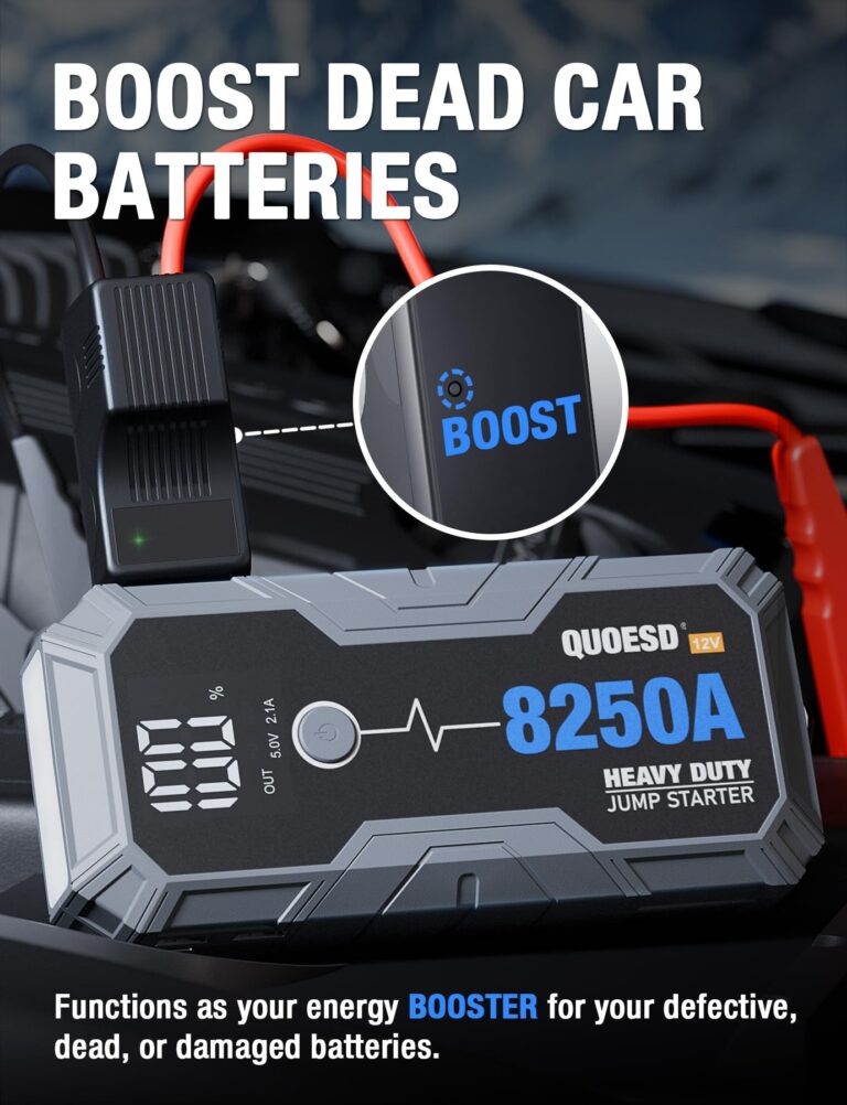 8250A Jump Starter Battery Jump Starter Battery Pack (for All Gas or 10.0+L Diesel), 12V Potable Heavy Duty Car Jump Start with 60W Power Bank 48-Months Stand-by Time - Image 6